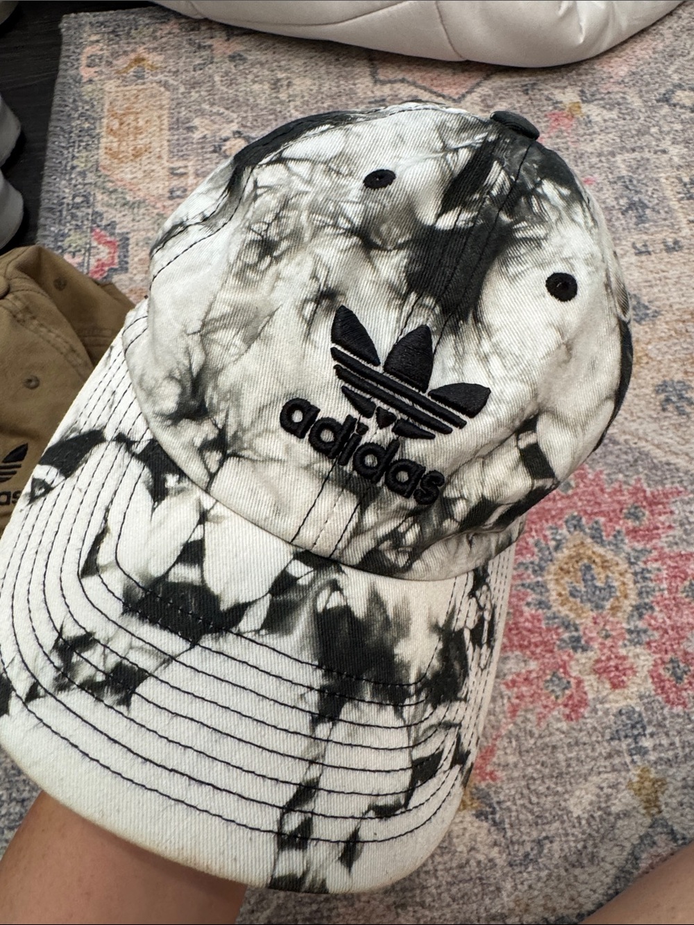 adidas Black & White Tie-Dye Trefoil Baseball Cap